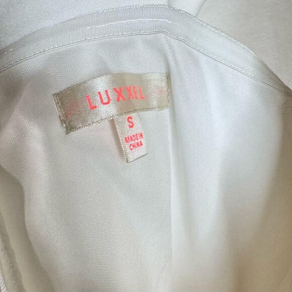 LUXXEL White Ruffle Romper One Piece Shorts Outfit Jumper Flutter Sleeves Small - Picture 7 of 8